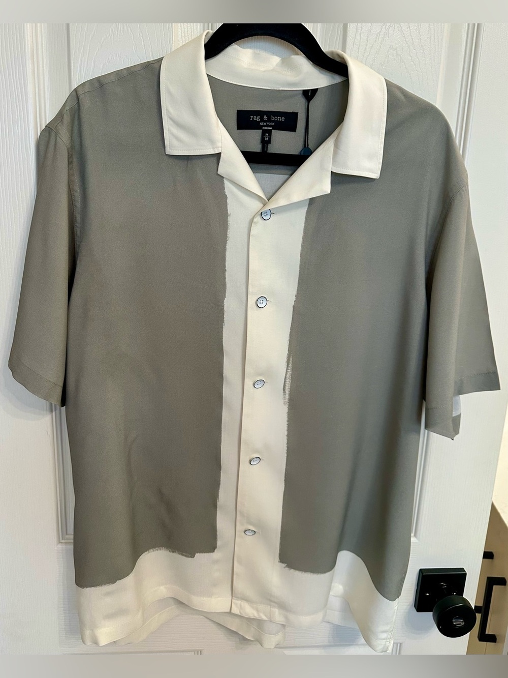 rag & bone Men’s Avery Painterly Print Vacation Shirt Short Sleeve Size M $268 - Picture 4 of 7
